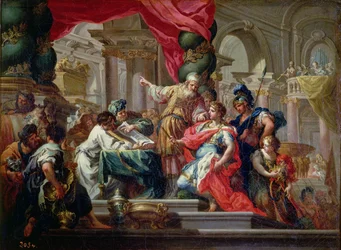 Alexander den Store i Jerusalems tempel, ca. 1750